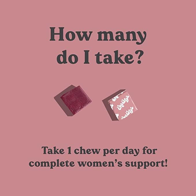Chewsy Women's Multivitamin Chews, Immune & Energy Support, Vitamins C, B12, A, D, E, Folic Acid, Probiotics, Biotin, Cranberry, Adult Chewable Vitamin, Individually Wrapped Fruity Chews-6 Day Supply