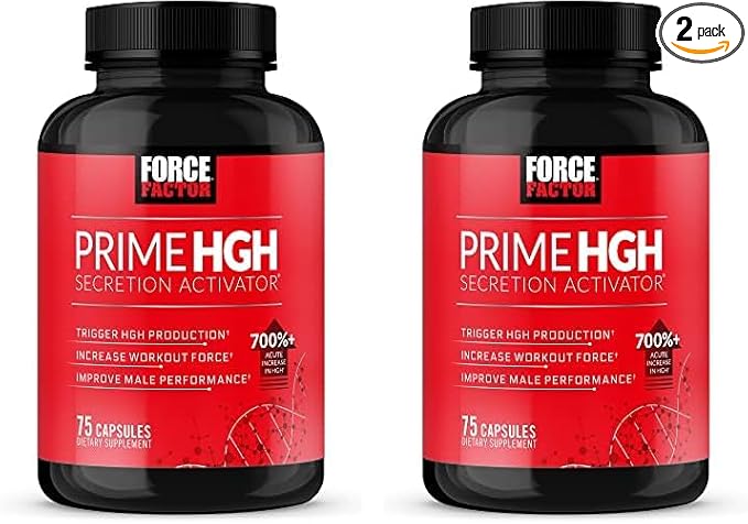Force Factor Prime HGH Secretion Activator, HGH Supplement for Men with Clinically Studied AlphaSize to Help Trigger HGH Production, Increase Workout Force, and Improve Performance, 75 Capsules
