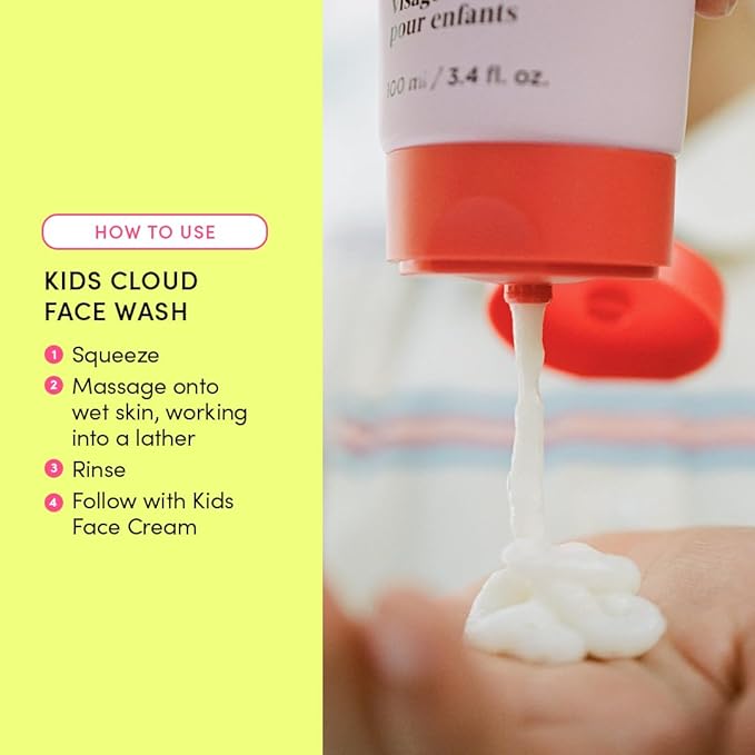 Evereden Kids Cloud Face Wash: Tropical Sorbet, 3.4 fl oz | Creamy & Fun Skin Care for Kids | Easy-to-Use Kids Face Wash | Non-toxic Kids Skin Care for Sensitive Skin