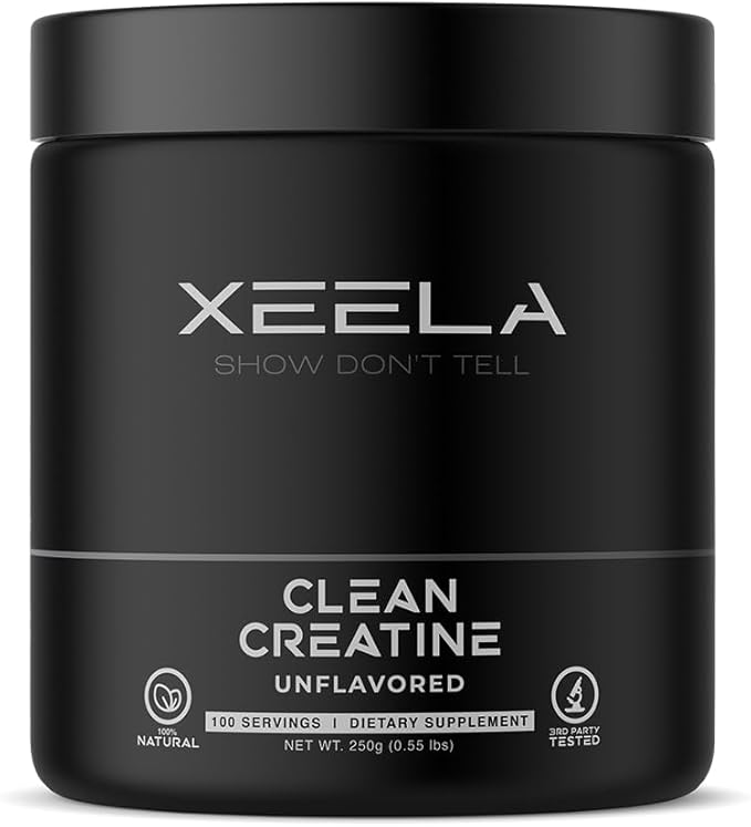 XEELA Creatine for Lean Muscle Gain, All Natural Creatine Powder for Men & Women with Creapure, Increase Strength & Power, Reduce Recovery Time(Unflavored, 100 Servings)