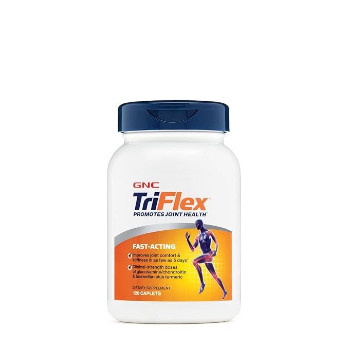 GNC TriFlex Fast-Acting | Improves Joint Comfort and Stiffness, Clinical Strength Doses of Glucosamine/Chondroitin and Boswellia- Plus Turmeric | 120 Caplets