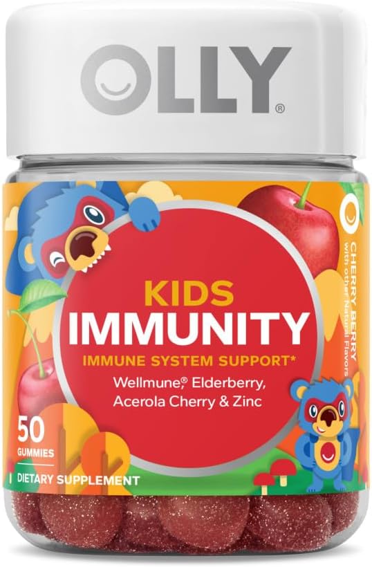 OLLY Kids Sleep & Immunity Gummy, Melatonin, Wellmune, Elderberry, 50 Count