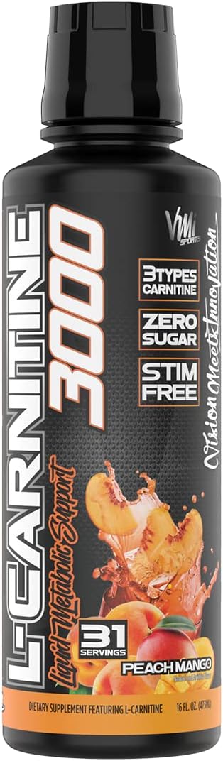 VMI Sports L-Carnitine 3000 Liquid | 3000 mg Carnitine Supplement | Zero Calorie Zero Sugar Keto Friendly for Men and Women – Great Tasting| 31 Servings (Peach Mango, 16 fl. oz.)