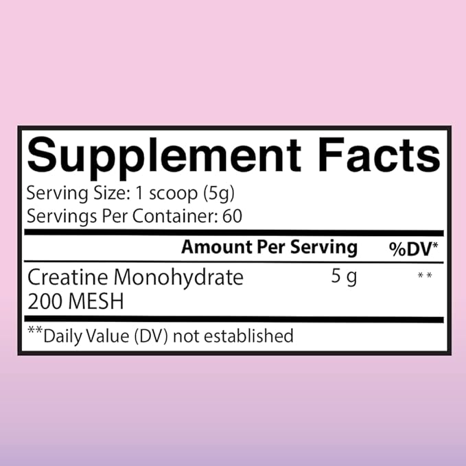 100% Creatine for Women, Premium Creatina Monohydrate Powder 200 Mesh Micronized, Glute Builder Supplement, Drink Mix, Unflavored, 60 Servings