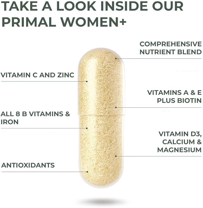 Primal Harvest Multivitamin for Women Vitamin A, Vitamin C, Vitamin D and E, Vitamin B12, B6, Biotin, Zinc Supplements, 30 Capsules (Womens 2 Pack)