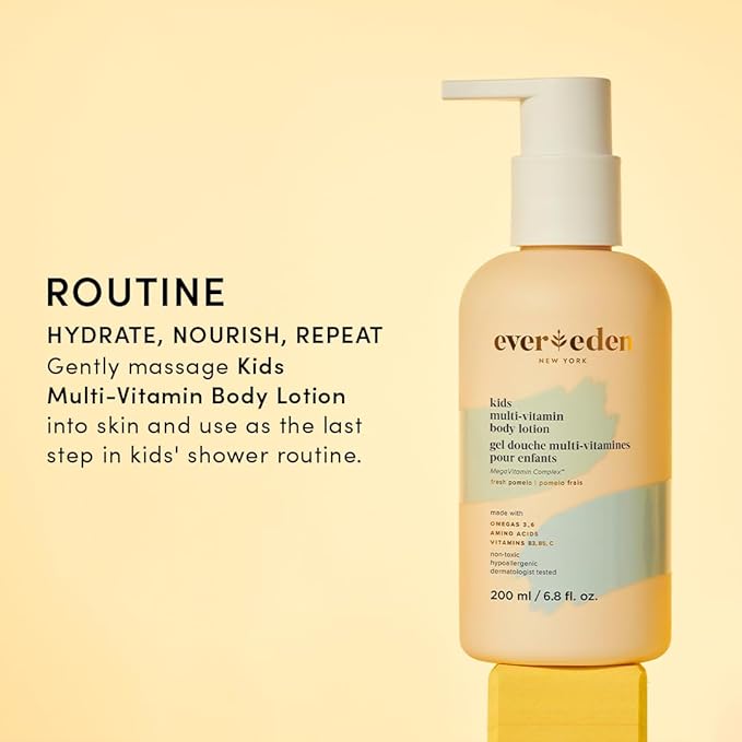 Evereden Kids Multi-Vitamin Body Lotion (6.8 fl.oz., Cool Peach): Gentle & Non-Toxic Moisturizing Kids Lotion | Nourishing & Protective Lotion for Kids