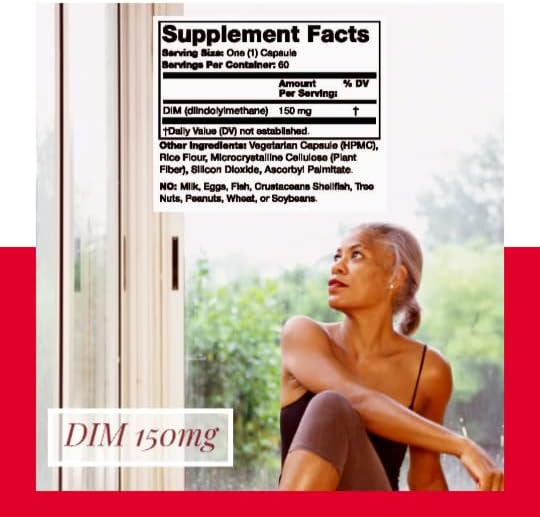 Olympian Labs DIM Supplement 150mg - DIM Diindolylmethane 30 Capsule Supply of DIM for Estrogen Balance, Hormone Menopause Relief, Acne Treatment, PCOS, Bodybuilding