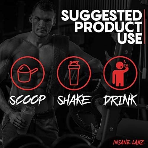 Insane Labz Psychotic Test, High Stim Testosterone Energy and Pump Boosting Pre-Workout Powder with DMAE Bitartrate, D Aspartic Acid, Creatine HCL and Glycerol Monostearate, 30 Servings, Watermelon
