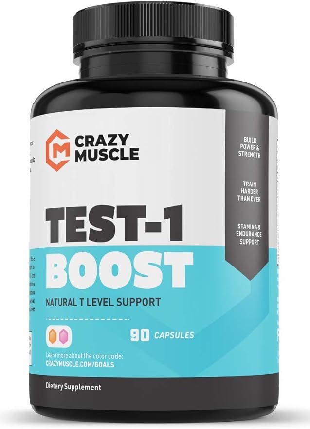 Crazy Muscle Testosterone Booster for Men and Women (over 1,300mg per capsule) to Increase Low Testosterone Levels by Crazy Muscle - Reverse The Effects of Low Test on Muscle and Fat - 90 Pills