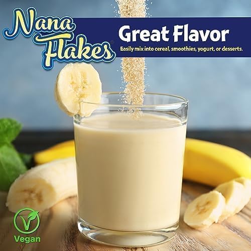 NuNutritional Designs, Prebiotic Nana Flakes with Inulin, 100% Pure Banana Flakes, Gut Health, High Protein & Fiber, Natural Diarrhea Remedy, IBS Relief, for Adults & Kids 4+ (100 Single-Serve Packs)