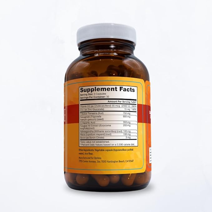 Testosterone Booster Supplement for Men & Women 9 Key Ingredients Tongkat Ali, Tribulus, Fenugreek, Ashwagandha, Maca, Boron, Zinc, VIT D, DAA - 90 Capsules