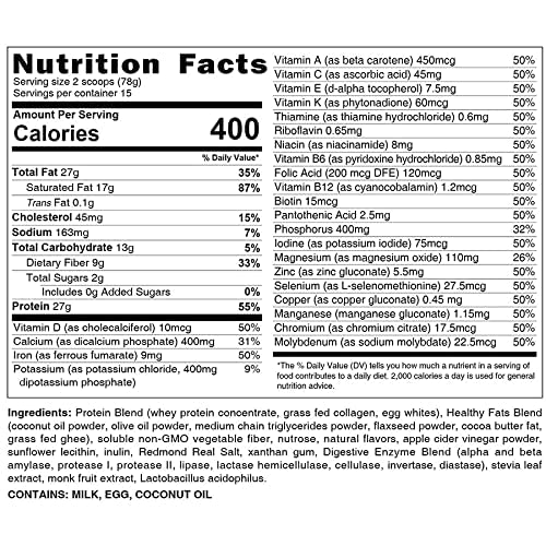 HLTH Code Complete Meal Replacement Shake - Healthiest Meal Replacement = Healthiest You | Keto Friendly | High Protein | Low Carb | Collagen | Gluten Free | Creamy Vanilla Flavor (15 servings)