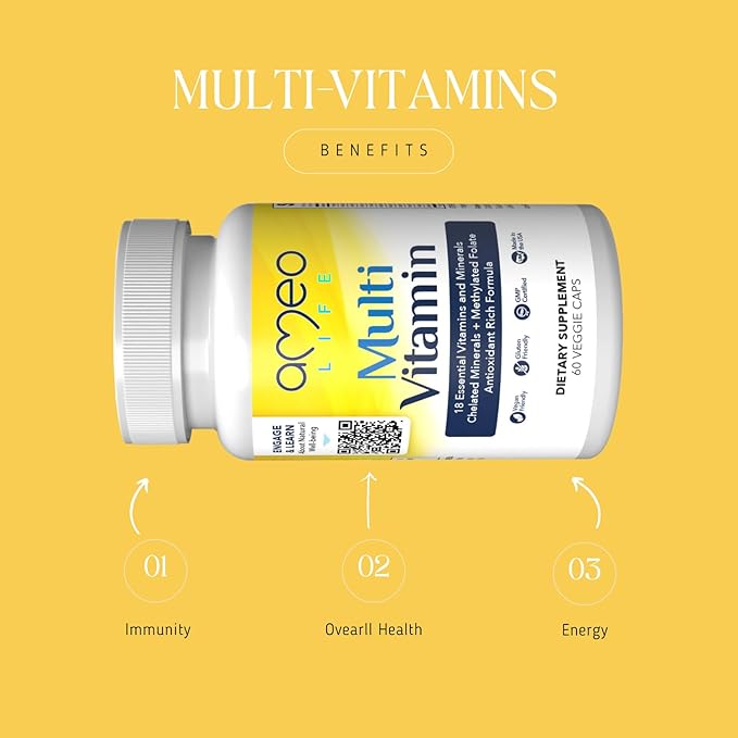 Chelated Daily Multivitamins for Adult Men and Women - Multi Vitamin Supplement with Zinc, Biotin, Iodine, Chromium, Manganese and Vitamins A, B6, B12, C, D and E - 60 Capsules