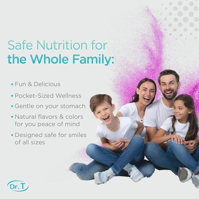Dr. T On-The-Go Kids Essentials Packs – Direct-to-Mouth Powder – Essential Vitamins & Minerals, Smooth & Tasty, Supports Growth & Development – 30 Convenient Single-Serve Packs