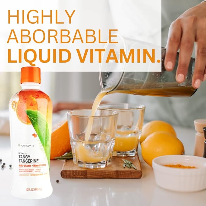 Youngevity Majestic Earth - Ultimate Tangy Tangerine, 32 FL Oz – Gluten-Free Liquid Multivitamins for Men, Women & Daily Immune Support for Kids – Boost Complete Nutritional Drink for Health, Energy