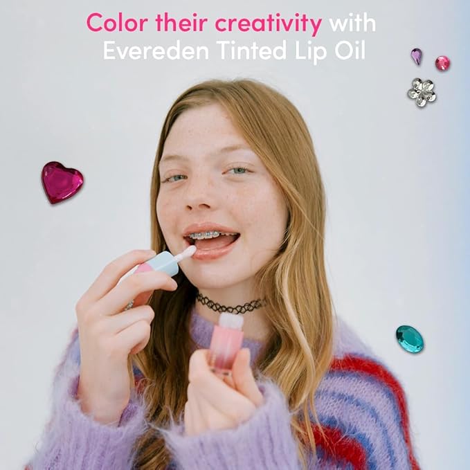 Evereden Happy Kids Skin & Lips Routine - Multi-Vitamin Kids Face Wash & Kids Face Cream & Tinted Lip Oil Set - Clean & Vegan Skin Care for Kids 3+ - Moisturizing, Nourishing, & Protective Kids Skin