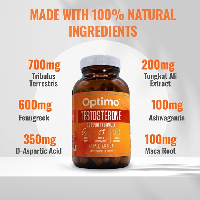Testosterone Booster Supplement for Men & Women 9 Key Ingredients Tongkat Ali, Tribulus, Fenugreek, Ashwagandha, Maca, Boron, Zinc, VIT D, DAA - 90 Capsules