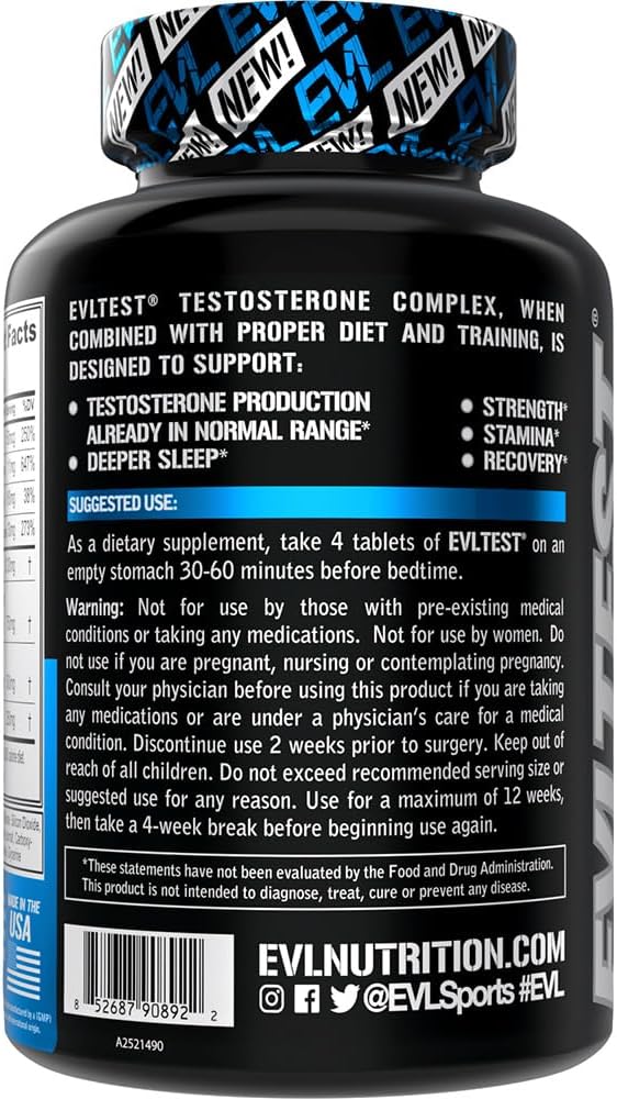 EVL Complete Testosterone Booster for Men - Post Workout Recovery Testosterone Supplement for Men with DIM Plus D Aspartic Acid and Tribulus - EVLTest Estrogen Blocker for Men Post Workout Supplement