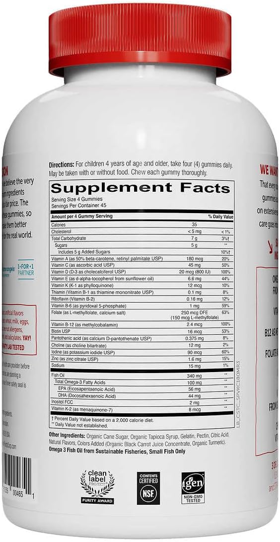 SmartyPants Kids Complete Multivitamin, 180 Gummies Bundle with Long Glacier Pill Oragnizer, Small Cute Pill Container for Medicine, Vitamins, Fish Oils, Supplement, Green