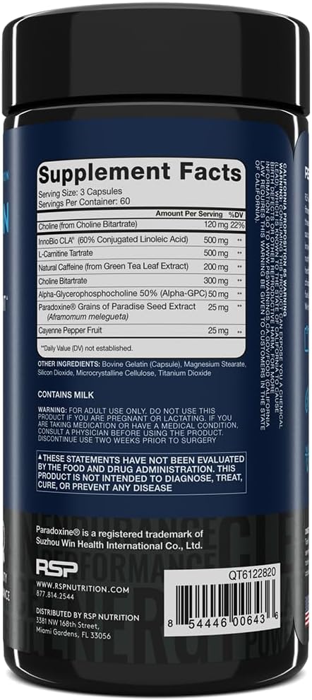 RSP Nutrition QuadraLean Thermogenic Fat Burner for Men & Women, Weight Loss Supplement, Crash-Free Energy, Metabolism Booster & Appetite Suppressant, Diet Pills, 60 Serv (Packaging May Vary)