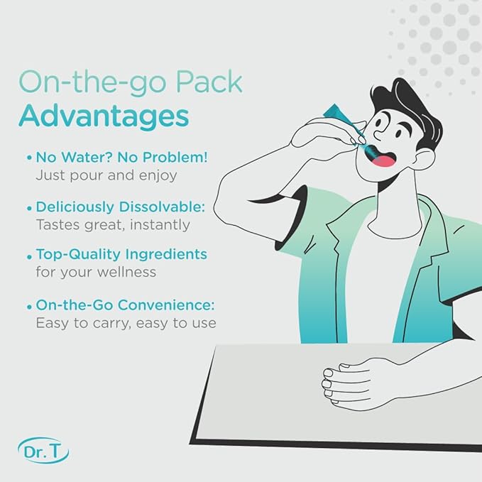 Dr. T On-The-Go Kids Essentials Packs – Direct-to-Mouth Powder – Essential Vitamins & Minerals, Smooth & Tasty, Supports Growth & Development – 30 Convenient Single-Serve Packs