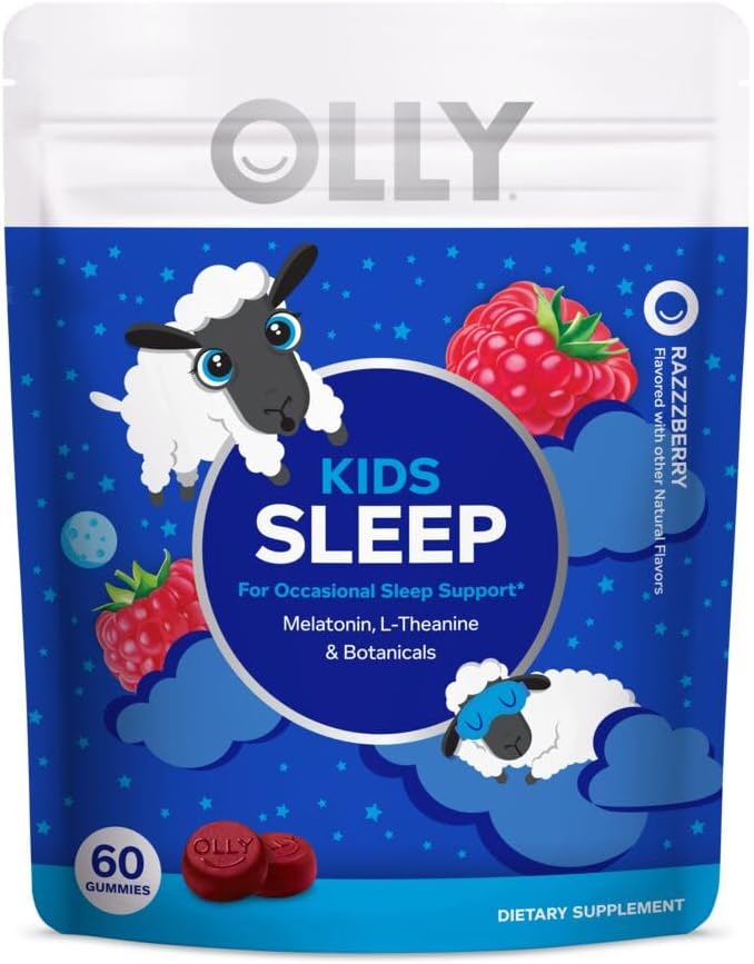 OLLY Kids Sleep Gummy, Melatonin, L Theanine, Chamomile, 60 Count and Kids Multivitamin Gummy Worms, Vitamins A C D E Bs Zinc, 70 Count