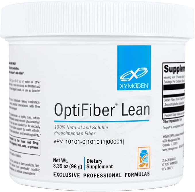 XYMOGEN OptiFiber Lean - 100% Natural and Soluble Propolmannan Fiber Powder - Supports Satiety, Cholesterol Metabolism, and Healthy Bowel Movements (3.39 oz)