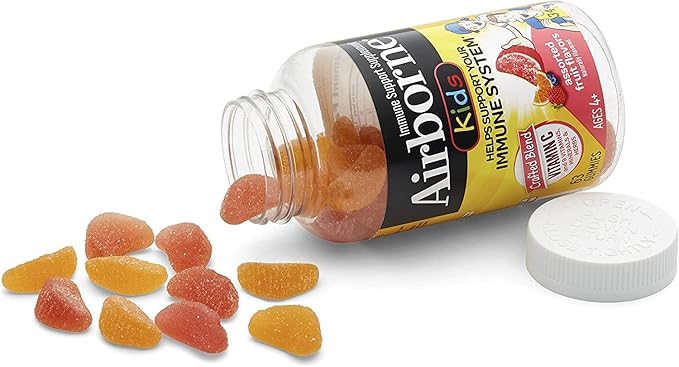 Airborne Kids 500mg Vitamin C Gummies, Kids Immune Support Zinc Gummies with Powerful Antioxidants VIT C & E - 63 Gummies, Assorted Fruit Flavor (Pack of 4)