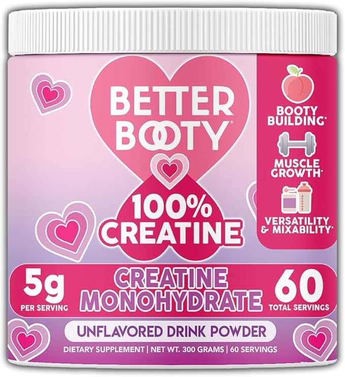 100% Creatine for Women, Premium Creatina Monohydrate Powder 200 Mesh Micronized, Glute Builder Supplement, Drink Mix, Unflavored, 60 Servings