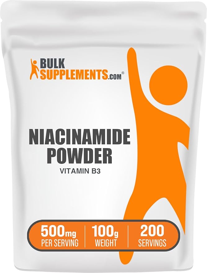 BulkSupplements.com Niacinamide Powder - Vitamin B3 Powder, Niacinamide Supplement, Niacinamide 500mg - B3 Vitamins for Skin, Gluten Free, 500mg per Serving, 100g (3.5 oz) (Pack of 1)