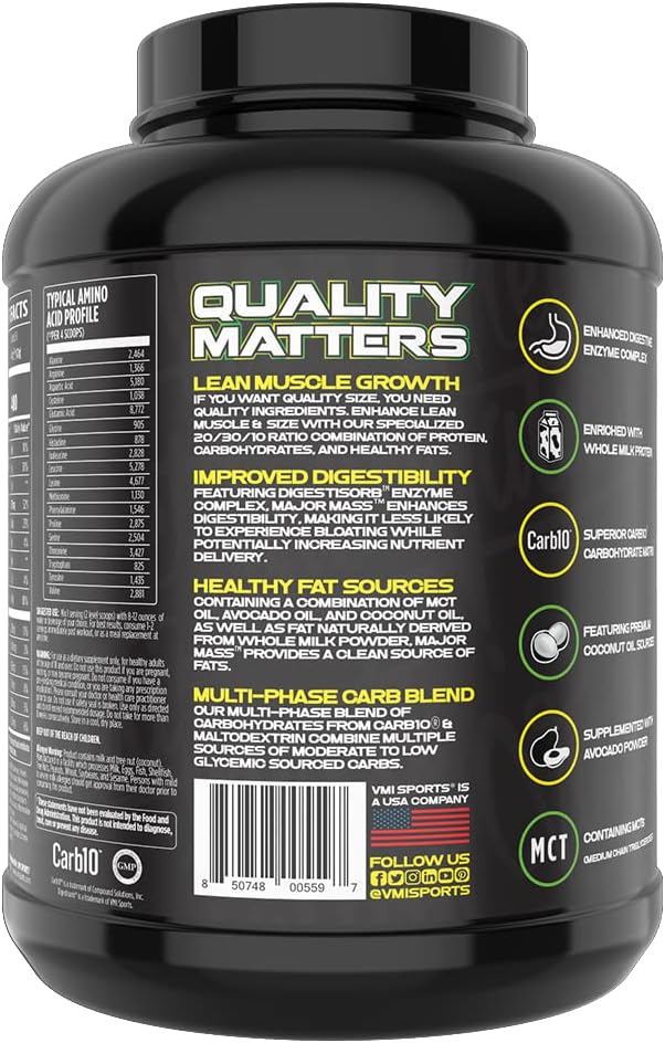 VMI Sports | Major Mass Lean Mass Gainer | Mass Gainer Protein Powder for Muscle Gain | Weight Gainer Protein Powder for Men | Weight Gainer for Women (Marshmallow Charms, 4 Pounds)