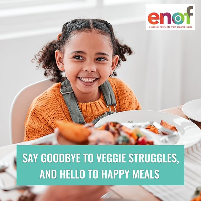 ENOF Organic Fruit & Vegetable Powder Supplement Kids & Adults, 10 Clean Ingredients, Strawberry, Spinach & More, Gluten-Free Non-GMO, 3 Mo. Supply