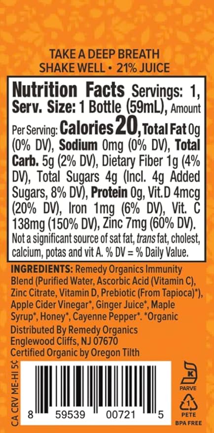 Remedy Organics Immunity Plus Shot, Digest 12-Pack | Boost Energy, Brain Function, Detoxification, and Metabolism | Certified-Organic Ingredients
