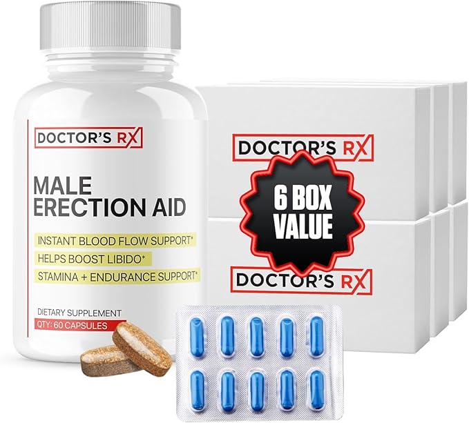 Doctor's RX Pills for Men Fast Acting ED Pills | #1 Rated Male EnIargement Support | Extreme Blood-Flow to Strengthen & Grow Stiffer Hard-On's | 19 Dr. Recommended Ingredients | Max Dosage - 60 Pills