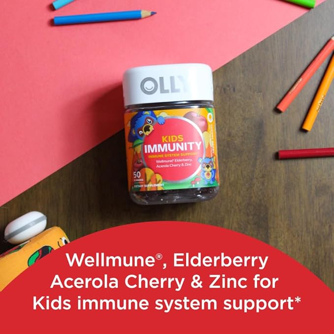 OLLY Kids Sleep & Immunity Gummy, Melatonin, Wellmune, Elderberry, 50 Count