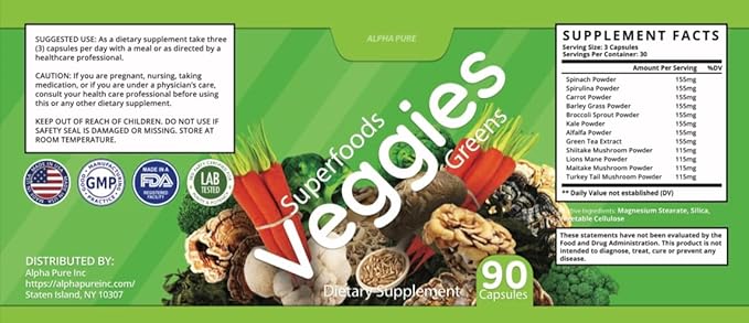 Superfoods Reds Fruits and Greens 180 Capsules Vegetables Fruits and Veggies Superfood | Natural Balance of 90 Fruit Capsules, 90 Veggie Capsules for Men, Women Vitamins and Minerals