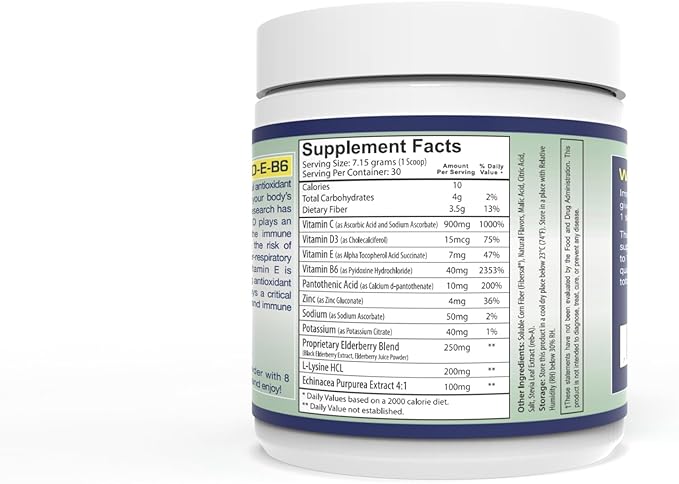 Wellgenix Immune Essentials - Multivitamin Powder for Men, Women & Kids - Vegan Supplement with Vitamins C, D Elderberry Zinc, Echinacea for Toddler, Kid & Adult - 7.57g (Raspberry Lemonade)