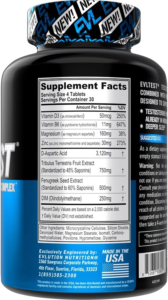 EVL Complete Testosterone Booster for Men - Post Workout Recovery Testosterone Supplement for Men with DIM Plus D Aspartic Acid and Tribulus - EVLTest Estrogen Blocker for Men Post Workout Supplement