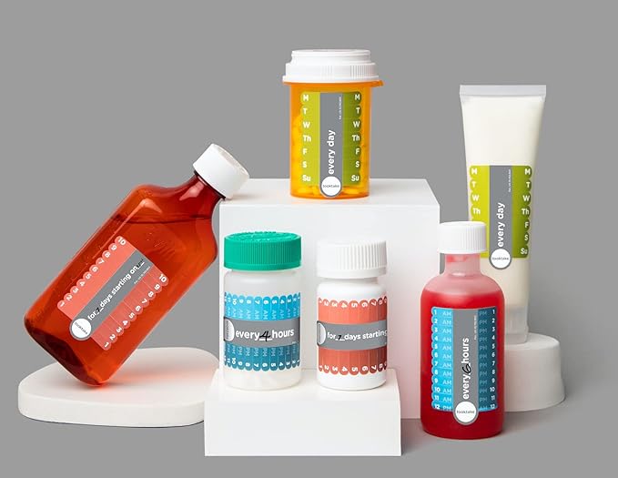 Hourly Tracking Stickers - Pill, Medication,Cough Syrup,Liquid Meds, 3X Day,AM/PM,Pill Tracker,2, 3 4 Times a Day,Medicine Organizer,Kids Pill Tracker,Pill Organizer,Day & Night, Daily Meds