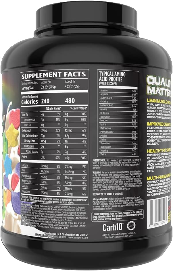 VMI Sports | Major Mass Lean Mass Gainer | Mass Gainer Protein Powder for Muscle Gain | Weight Gainer Protein Powder for Men | Weight Gainer for Women (Marshmallow Charms, 4 Pounds)