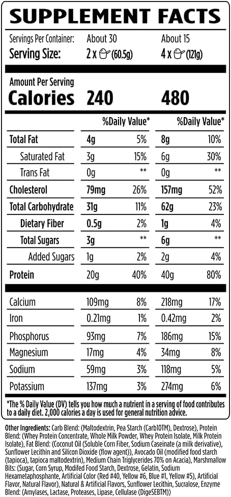 VMI Sports | Major Mass Lean Mass Gainer | Mass Gainer Protein Powder for Muscle Gain | Weight Gainer Protein Powder for Men | Weight Gainer for Women (Marshmallow Charms, 4 Pounds)