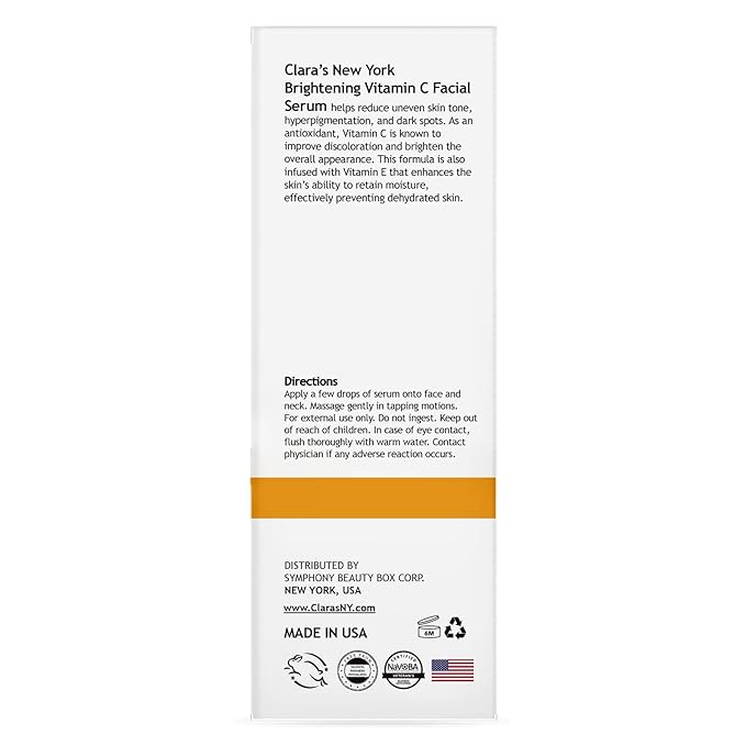 CLARA'S NEW YORK Advanced Vitamin C 94% Natural Glowing Formular Face Skin Serum - Made in USA 30ml (1Fl/Oz) (Advanced Vitamin C)