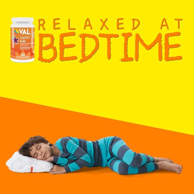 VAL Chewable Magnesium for Kids, Relaxation and Calm Formula, Glycinate, Citrate, Taurate, Vitamin B6, D, C, Natural Star Grape Flavor, Sugar Free, Gluten Free, Non-GMO, 60 Chewable Tablets