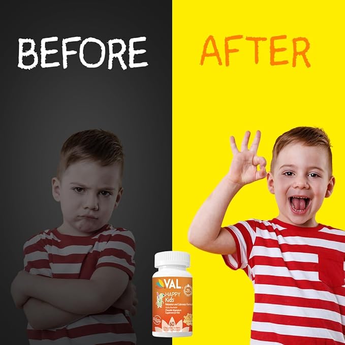 Chewable Magnesium for Kids, Relaxation and Calm Formula, Glycinate, Citrate, Taurate, Vitamin B6, D, C, Natural Lemonade Flavor, Sugar Free, Gluten Free, Non-GMO, 60 Chewable Tablets