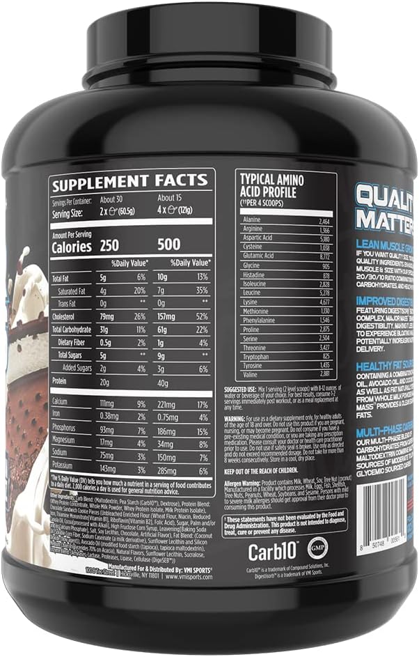VMI Sports | Major Mass Lean Mass Gainer Ice Cream Sandwich | Mass Gainer Protein Powder for Muscle Gain | Weight Gainer Protein Powder for Men | Weight Gainer for Women (Ice Cream Sandwich, 4 Pounds)