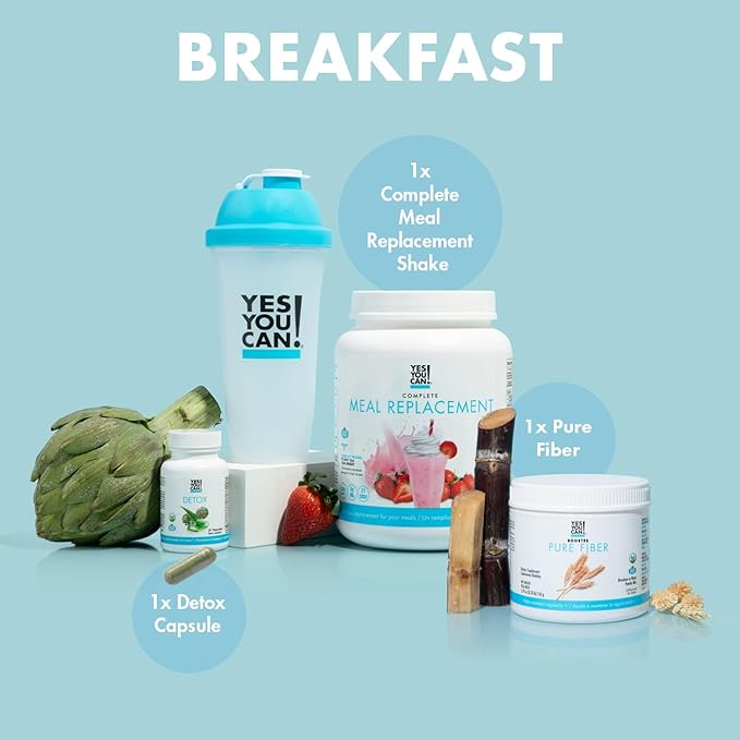Yes You Can! Detox Plus Kit, Daily Cleanse Pure Fiber Meal Replacement, Drink Mix, Shake Booster and Supplement, Body Cleanse Kit for Women, Daily System Cleanse - Dulce de Leche, Aloe Vera Mango