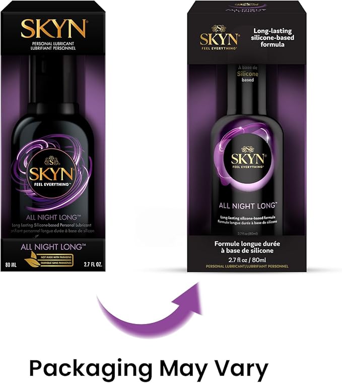 SKYN All Night Long Silicone-Based, Long Lasting Lube (2.7 oz) for Men, Women and Couples, Safe with Latex and Non-Latex Condoms