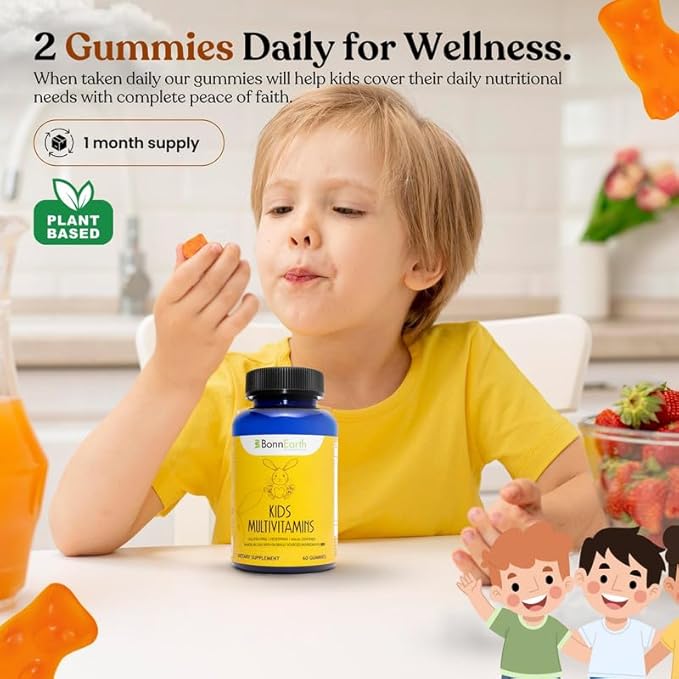 Kids Multivitamin Gummies β Easy to Chew, Delicious Multi-Flavored β Essential Vitamins A, B6, B12, C, D, E, Biotin, Iodine, Zinc β Kids Vitamins for Daily Nutritional Needs β 60 Gummies