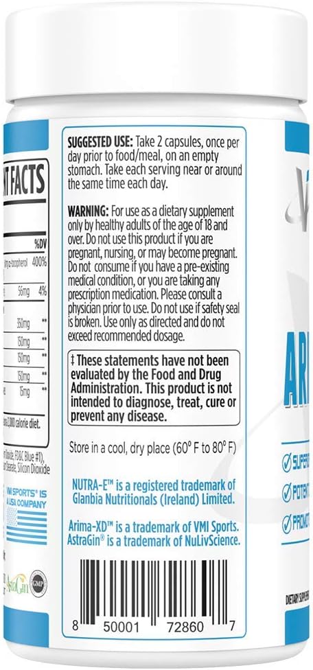 VMI Sports Arima-XD 60 Count, Natural Hormone Balance, Anti- Aromatase Cortisol Blocker for Men and Women, Supplement to Support Balanced Testosterone & Estrogen Hormone Levels On or Off Cycle (90 ct)