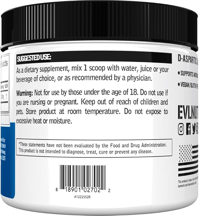 D Aspartic Acid Testosterone Booster for Men - 3120mg DAA D-Aspartic Acid Pre Workout Powder Muscle Builder for Men 3.12g - Men's Health Supplement for Enhanced Drive Potency and Vigor - Unflavored